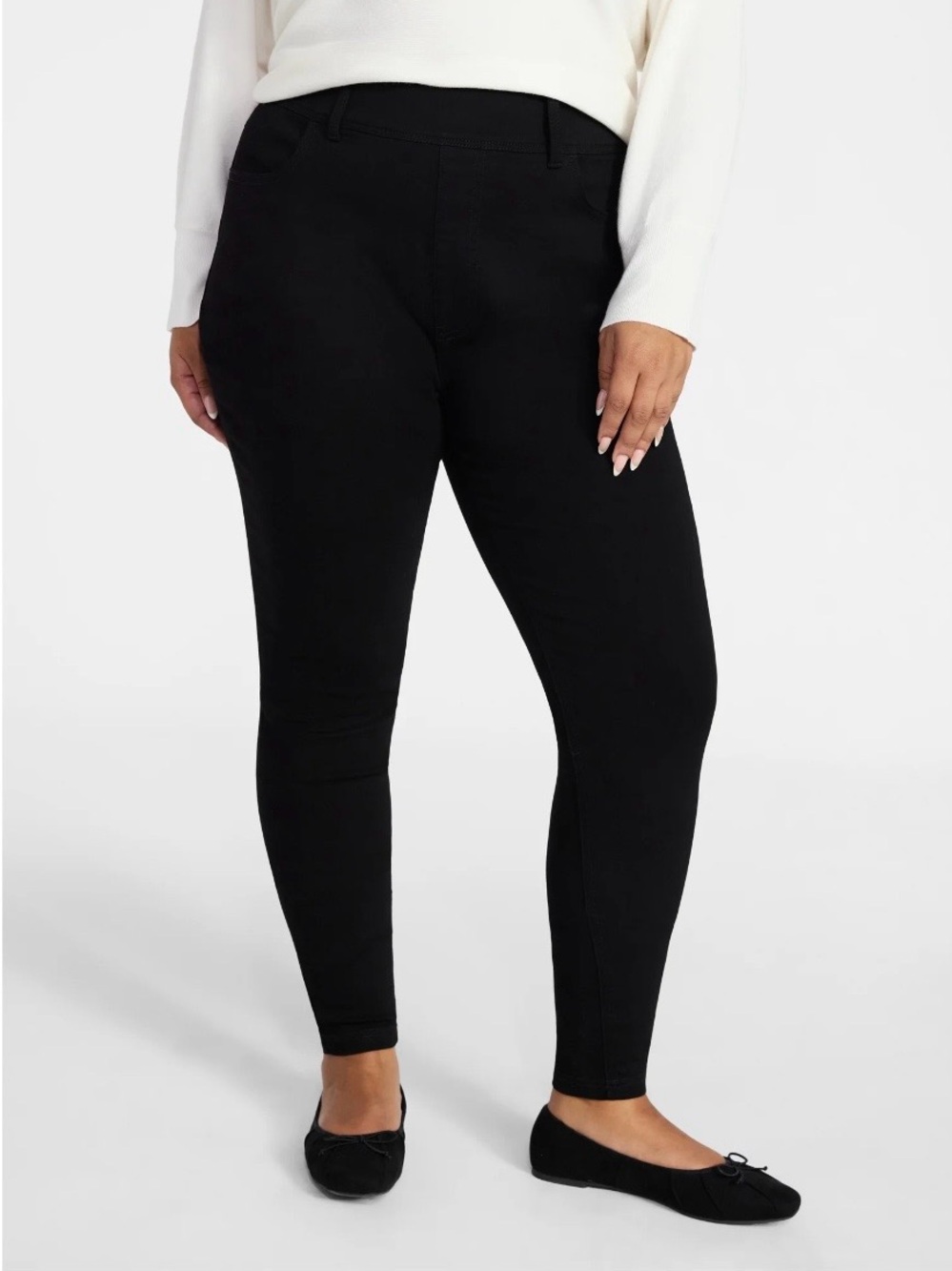 NWT! Terra & Sky Black High Rise Pull On Skinny Jeggings. Size 4x.